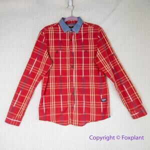 Buffalo David Bitton red plaid long sleeve button up shirt,‎ men's size S